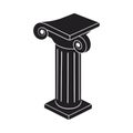 Black Ionic column with volutes and fluting isolated on a white background Royalty Free Stock Photo