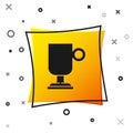 Black Irish coffee icon isolated on white background. Yellow square button. Vector