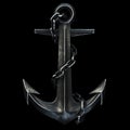 Black iron anchor on black background