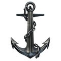 Black iron anchor on black background