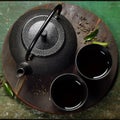 Black iron asian tea set Royalty Free Stock Photo