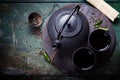 Black iron asian tea set Royalty Free Stock Photo