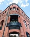 Black Iron Balcony on Old Brick Building