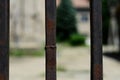 Black iron fence close up