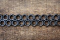 Black iron nut arrangement Royalty Free Stock Photo