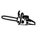 Black isolated detailed chainsaw silhouette