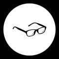 Black isolated eye glasses symbol simple icon eps10