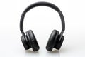 black isolated headphones on white background