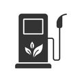 Black isolated icon of bio fuel pump on white background. Silhouette of bio fuel station. Royalty Free Stock Photo