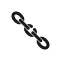 Black isolated icon of broken chain on white background. Silhouette of chain. Weak link Flat design. Royalty Free Stock Photo