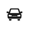 Black isolated icon of car on white background. Silhouette of automobile, Flat design. Front view Royalty Free Stock Photo