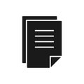 Black isolated icon of copy of blank, document, paper on white background. Icon of copy of letter. Black silhouette