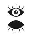 Black isolated icon of eye with eyelash on white background. Set of Icons of open and closed eyes. Vision