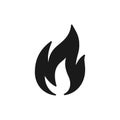 Black isolated icon of fire, flame on white background. Silhouette of bonfire. Flat design Royalty Free Stock Photo