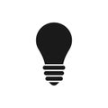 Black isolated icon of light bulb on white background. Silhouette of lamp. Symbol of idea, creative. Flat design Royalty Free Stock Photo