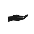 Black isolated icon of open hand on white background. Silhouette of hand. Flat design Royalty Free Stock Photo