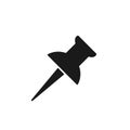 Black isolated icon of thumbtack on white background. Silhouette of thumbtack Royalty Free Stock Photo