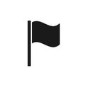 Black isolated icon of waving flag on white background. Silhouette of pennant. Flat design.