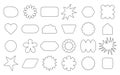 Black isolated line kids assorted empty random shapes labels and emblems set design elements on white