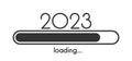 Black 2023 loading bar on white background