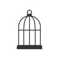 Black isolated outline icon of bird cage on white background. Line Icon of cage. Royalty Free Stock Photo