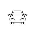 Black isolated outline icon of car on white background. Line Icon of automobile. Front view