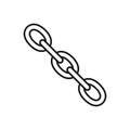 Black isolated outline icon of chain on white background. Line Icon of chain. Symbol of strength.