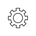 Black isolated outline icon of cogwheel on white background. Line icon of gear wheel. Settings Royalty Free Stock Photo