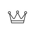 Black isolated outline icon of crown on white background. Line icon of crown. Symbol of authority and power Royalty Free Stock Photo