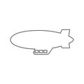 Black isolated outline icon of dirigible on white background. Line Icon of side view of airship.