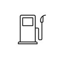 Black isolated outline icon of fuel pump on white background. Line Icon of fuel station Royalty Free Stock Photo