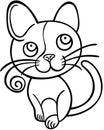 Black isolated outline icon of funny cat Royalty Free Stock Photo