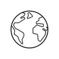 Black isolated outline icon of globe on white background. Line Icon of earth.