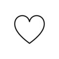 Black isolated outline icon of heart on white background. Line Icon of heart. Royalty Free Stock Photo