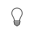 Black isolated outline icon of light bulb on white background. Line Icon of lamp. Symbol of idea, creative