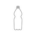 Black isolated outline icon of plastic bottle on white background. Line Icon of plastic bottle