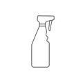 Black isolated outline icon of plastic spray bottle on white background. Line Icon of plastic spray bottle Royalty Free Stock Photo