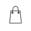 Black isolated outline icon of shopping bag on white background. Line Icon of package