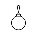 Black isolated outline icon of toy for christmas tree on white background. Line Icon of ball.
