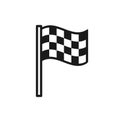 Black isolated outline icon of waving checkered flag on white background. Line Icon of finish flag Royalty Free Stock Photo