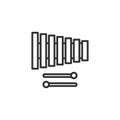 Black isolated outline icon of xylophone on white background. Line Icon of percussion musical instrument.