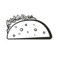 Black isolated outline taco icon