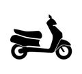 Black isolated scooter silhouette vector illustration.