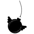 Black isolated silhouette of Christmas tree toy ball with wings. Simple design for decoration. On a white background Royalty Free Stock Photo