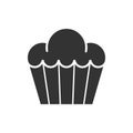 Black isolated silhouette of cupcake on white background. Icon of muffin.