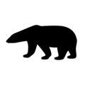 Black isolated silhouette of polar bear on white background. Side view. Royalty Free Stock Photo