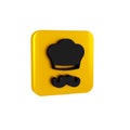 Black Italian cook icon isolated on transparent background. Yellow square button.