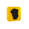 Black Italian cook icon isolated on transparent background. Yellow square button.