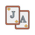 Black jack icon vector sign and symbol isolated on white background, Black jack logo concept Royalty Free Stock Photo