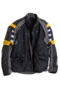 Black jacket enduro motorcycle lifestyle for adventure travel touring Royalty Free Stock Photo